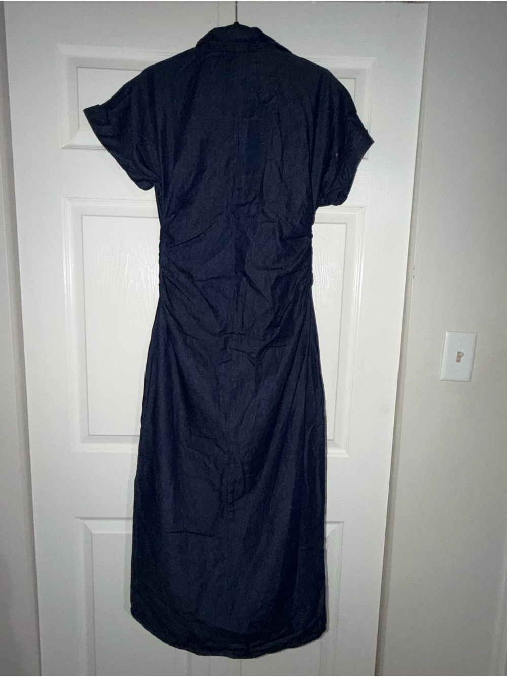 MICAS Classic Button-Front Dark Blue Denim Midi Dress with Zipper on side: SizeM - Picture 6 of 8